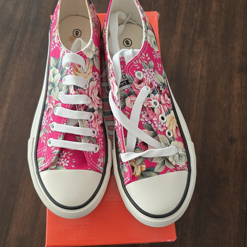 Floral Pink Canvas Sneakers